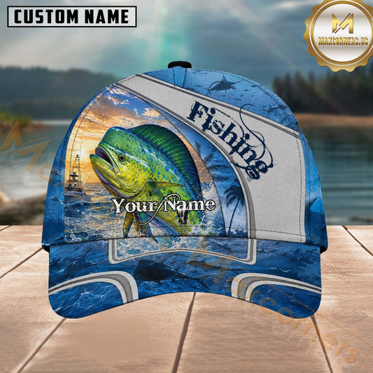 Maxcorners Fishing Ocean Sunset Personalized 3D Cap