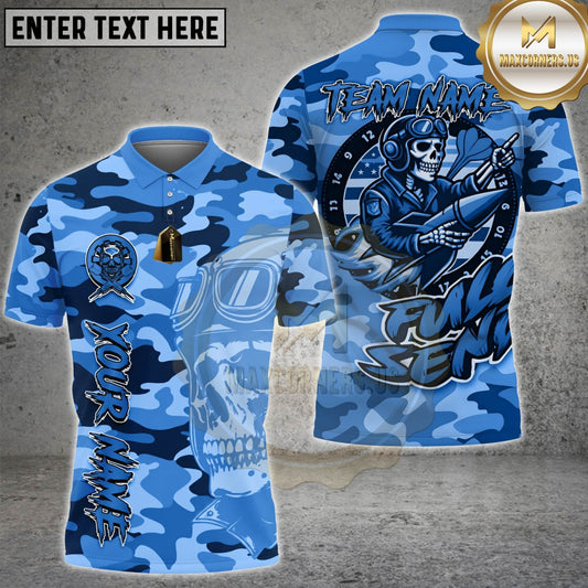 Maxcorners Darts Orange Camouflage Skull Pilot Military Design Multicolor Customized Name, Team Name 3D Shirts