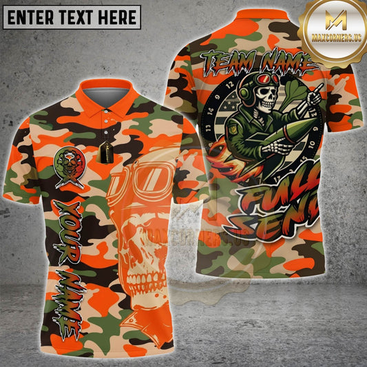 Maxcorners Darts Orange Camouflage Skull Pilot Military Design Multicolor Customized Name, Team Name 3D Shirts