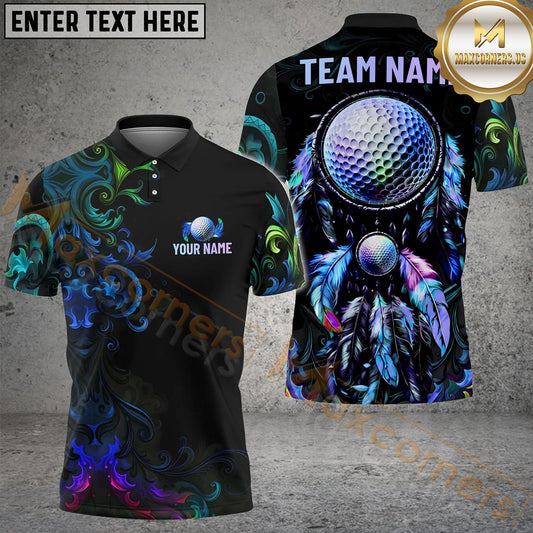 Maxcorners Golf Colorful Dreamcatcher Neon Tribal Personalized Name, Team Name 3D Shirt (4 Colors)