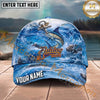Maxcorners Fishing Ocean Anchor Wave Personalized Name 3D Cap (12 Fish Species)