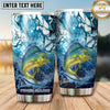 Maxcorners Fishing Tumbler Blue Marble Fluid Art Design Personalized Name Tumbler (13 Species)