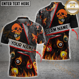 Maxcorners Billiard Skull Ball Flame Personalized Name, Team Name 3D Shirt