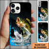 Maxcorners Black Blue Hexagon Water Splash Personalized Name Phone Case (13 Fish Species)