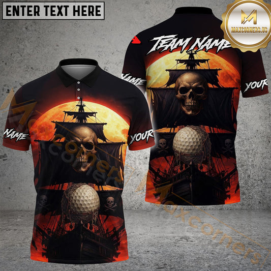 Maxcorners Golf Ghost Ship Raider Master Personalized Name, Team Name 3D Shirt (4 Colors)