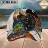 Maxcorners Fishing Skull Fisherman Orange Black Personalized 3D Cap