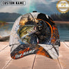 Maxcorners Fishing Skull Fisherman Orange Black Personalized 3D Cap