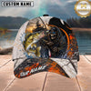 Maxcorners Fishing Skull Fisherman Orange Black Personalized 3D Cap