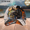 Maxcorners Fishing Skull Fisherman Orange Black Personalized 3D Cap