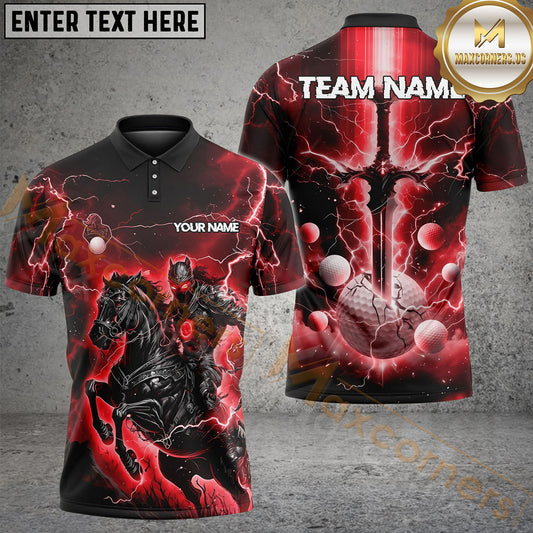 Maxcorners Golf Fantasy Knight Thunder Lightning Pattern Personalized Name, Team Name 3D Shirt (6 Colors)