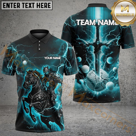 Maxcorners Golf Fantasy Knight Thunder Lightning Pattern Personalized Name, Team Name 3D Shirt (6 Colors)