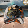 Maxcorners Fishing Skull Fisherman Orange Black Personalized 3D Cap
