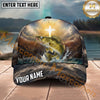 Maxcorners Fishing Faith Cross Mountain Lake Personalized Name 3D Cap (12 Fish Species)