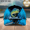 Maxcorners Fishing Blue Black Geometric Halftone Splash Personalized Name 3D Cap (12 Fish Species)