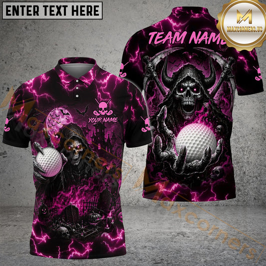 Maxcorners Golf Haunted Grim Reaper Personalized Name, Team Name 3D Shirt (6 Colors)