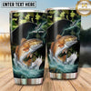 Maxcorners Fishing Tumbler Green Camouflage Moonlight Design Personalized Name Tumbler (13 Species)