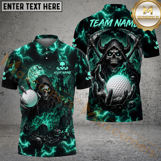 Maxcorners Golf Haunted Grim Reaper Personalized Name, Team Name 3D Shirt (6 Colors)