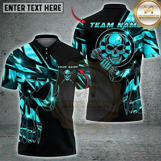 Maxcorners Golden Darts Skull Lightning Shattered Dartboard Multiple Options Personalized Name, Team Name 3D Shirt