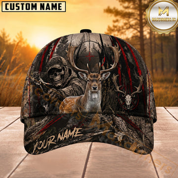 Maxcorners Hunting Skull Bowhunter Red Stripe Camo Personalized 3D Cap