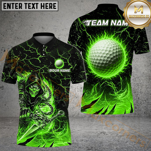 Maxcorners Golf Flaming Assassin Personalized Name, Team Name 3D Shirt (4 Colors)