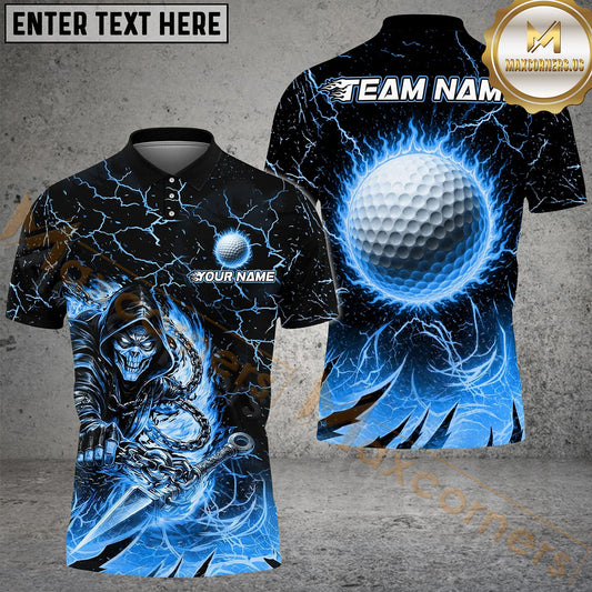 Maxcorners Golf Flaming Assassin Personalized Name, Team Name 3D Shirt (4 Colors)