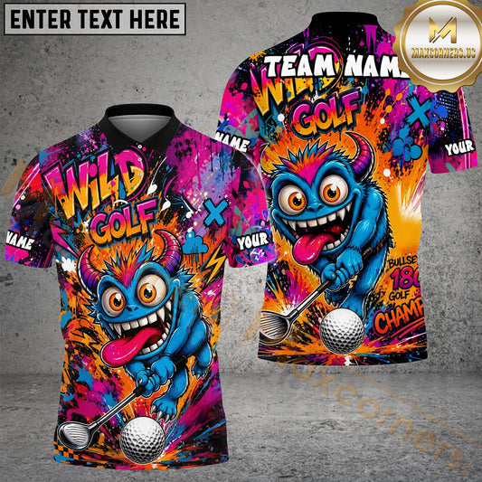 Maxcorners Golf Crazy Monster Graffiti Personalized Name, Team Name 3D Shirt (4 Colors)
