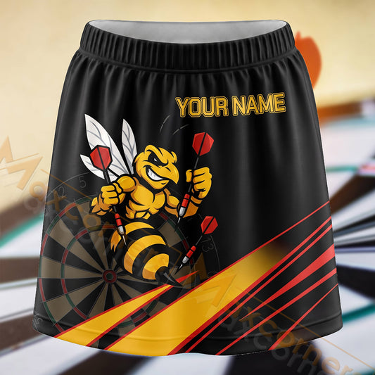 Maxcorners Darts Yellow Hornet Dartboard Personalized 3D Skort, Skirts With Shorts