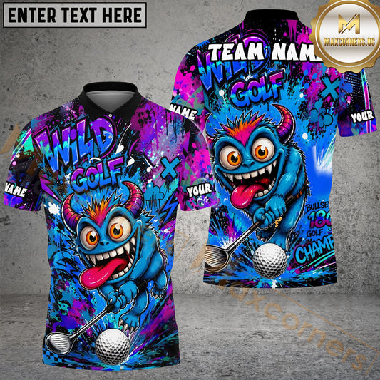 Maxcorners Golf Crazy Monster Graffiti Personalized Name, Team Name 3D Shirt (4 Colors)
