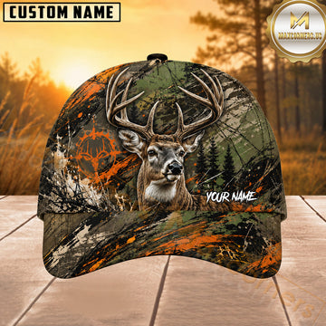 Maxcorners Hunting Orange Green Splash Forest Personalized 3D Cap