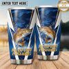 Maxcorners Fishing Tumbler Navy White Angular Chevron Design Personalized Name Tumbler (13 Species)