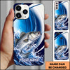 Maxcorners Fishing Blue Ocean Wave Personalized Name Phone Case (12 Fish Species)