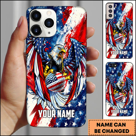 Maxcorners Golf Patriotic USA Flag Eagle Strike Sports Graphic Personalized Phone Case