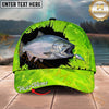 Maxcorners Fishing Neon Green Lure Design Personalized Name 3D Cap (12 Fish Species)