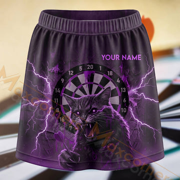 Maxcorners Darts Purple Smoke Skull Dartboard Personalized 3D Skort, Skirts With Shorts