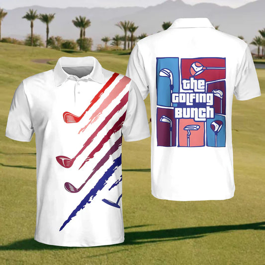 Maxcorners The Golfing Bunch Mens Golf Polo Shirt, Mens Golf Gift, Mens Golf Shirt