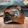 Maxcorners Fishing Orange Black Halftone Water Splash Personalized Name 3D Cap (12 Fish Species)
