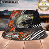 Maxcorners Fishing Green Flame Camo Fishing Scene Personalized Name 3D Bucket Hat (13 Fish Species)