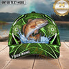 Maxcorners Fishing Green Neon Honeycomb Water Splash Personalized Name 3D Cap (12 Fish Species)