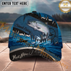 Maxcorners Fishing Heartbeat Boat Scene Multiple Options Personalized Name 3D Cap (12 Fish Species)