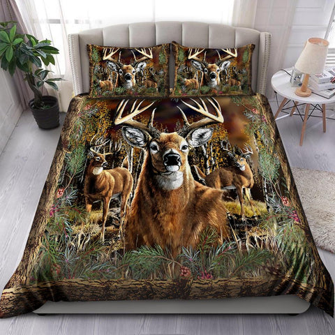 Maxcorners Three Deer Hunting Pattern All Over Printed Bedding Set