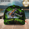 Maxcorners Fishing Neon Green Splash Personalized Name 3D Cap (12 Fish Species)