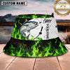Maxcorners Fishing Vibrant Green Flame Fishing Action with Bold Graphic Personalized Name 3D Bucket Hat (13 Fish Species)