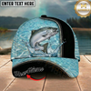 Maxcorners Fishing Light Blue Water Texture Black Trim Personalized 3D Cap (12 Fish Species)