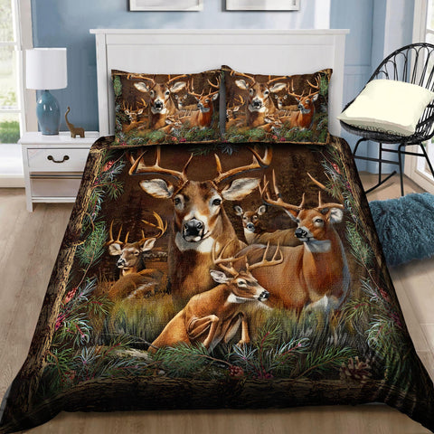 Maxcorners Deer Hunting Over Printed Bedding Set