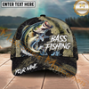 Maxcorners Fishing Dark Olive Scale Compass Splash Personalized Name 3D Cap (12 Fish Species)