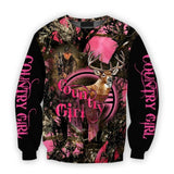 Maxcorners Hunting Deer Country Girl Custom Name Shirt 3D All Over Printed Clothes