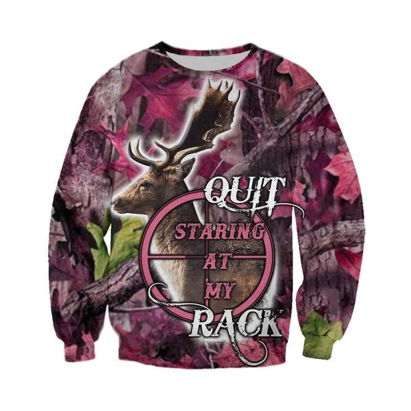 Maxcorners Pink Camo Deer Hunting Custom Name Shirt 3D All Over Printed Clothes