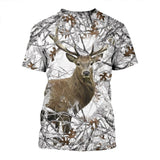 Maxcorners Deer Huting White Camo Custom Name Shirt 3D All Over Printed Clothes