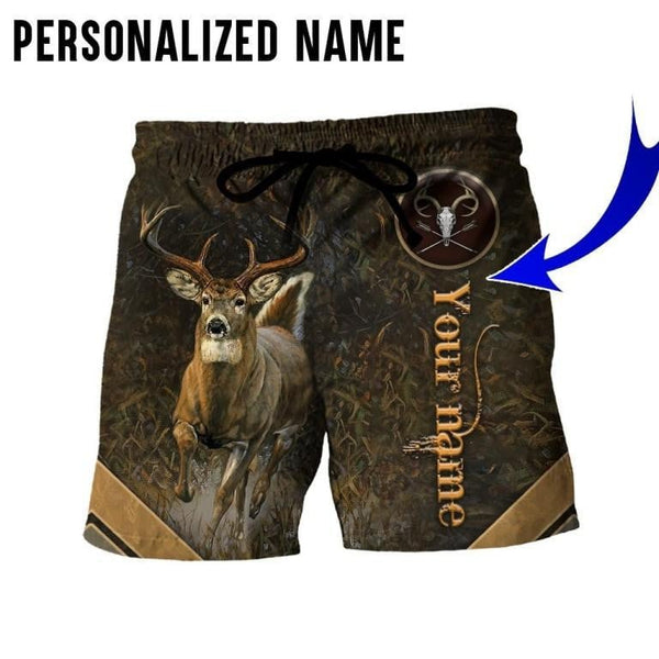 Maxcorners Deer Hunting Brown Camo Custom Name Shirt 3D All Over Printed Clothes