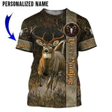 Maxcorners Deer Hunting Brown Camo Custom Name Shirt 3D All Over Printed Clothes